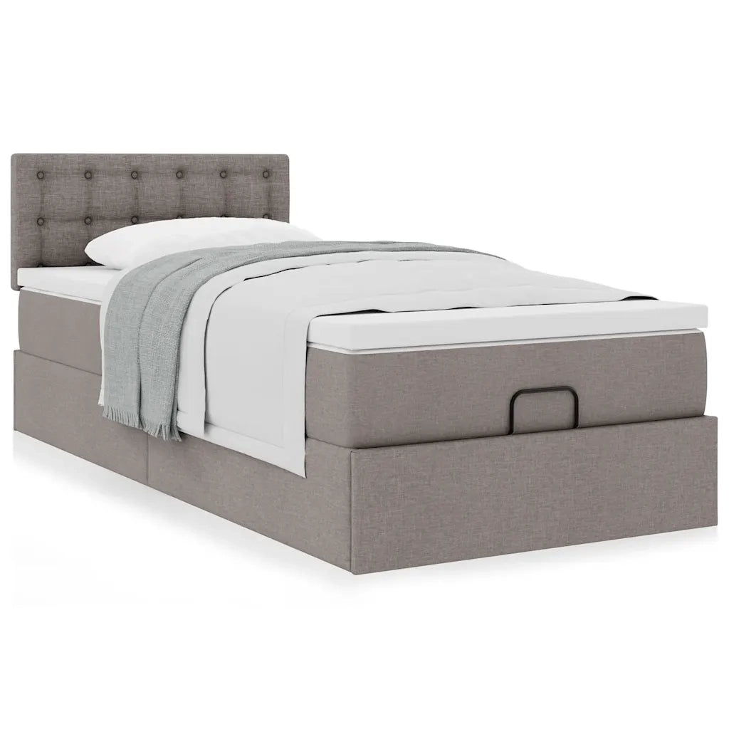 Struttura Letto Pouf con Materasso Tortora 80x200 cm in Tessuto 3311584