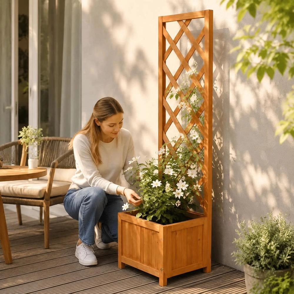 Plant Pot With Trellis 40 X 30 X 135 Cm