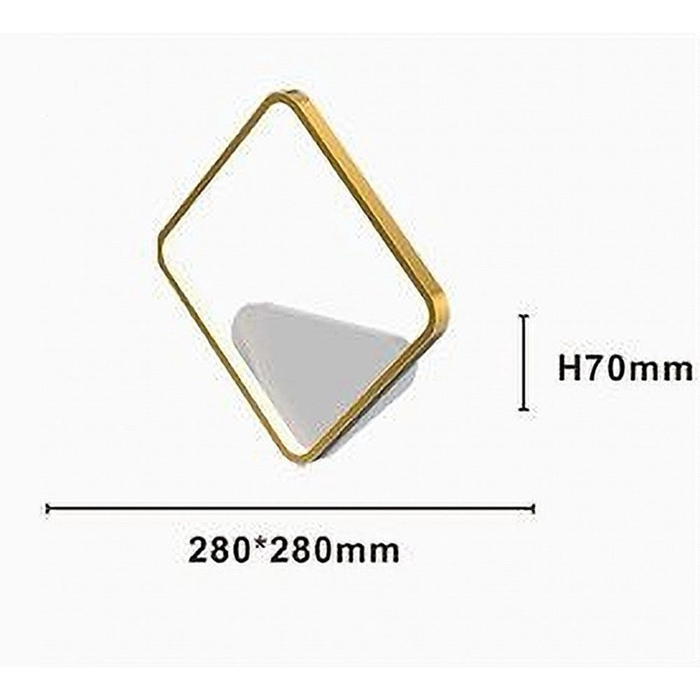 Trade Shop - Applique Da Parete Led 12w Quadrato Oro Lampada Moderno Minimal Luce 6500k 71286 -