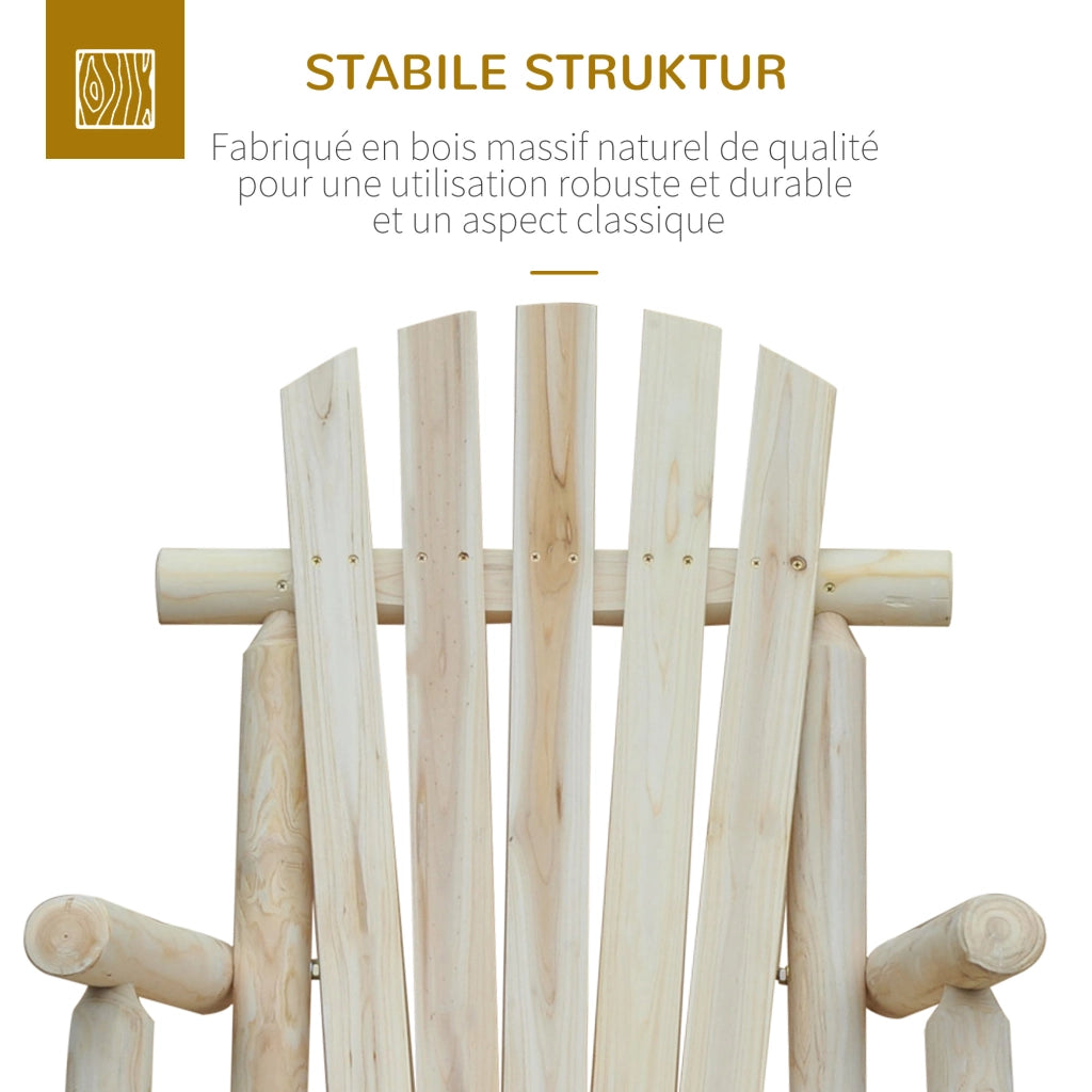 Poltrona da Giardino a Dondolo in Legno di Pino ¨C zephmum ¨C Naturale