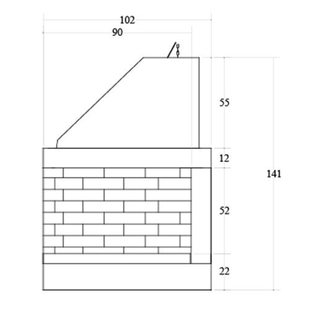 Camino legna prefabbricato refrattario focolare aperto reversibile ds100ref