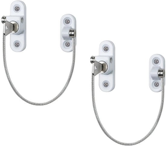 Set di 2 serrature per finestre sicure per bambini, catena di sicurezza per finestre YTOOK, limitatore di apertura finestra con chiave e viti, serratura sicura per bambini per armadi e cassetti
