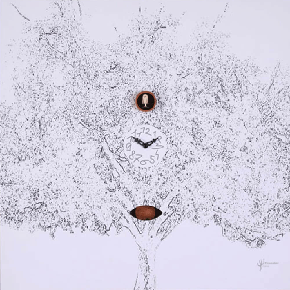 Orologio a Cucù da Parete 60X60X11Cm Pirondini Italia Albero Nero