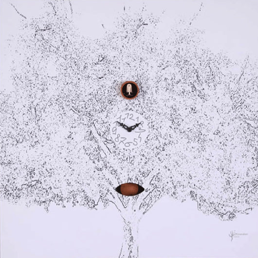 Orologio a Cucù da Parete 60X60X11Cm Pirondini Italia Albero Nero
