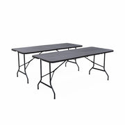 Set di 2 tavoli da ricevimento pieghevoli in plastica, grigio scuro