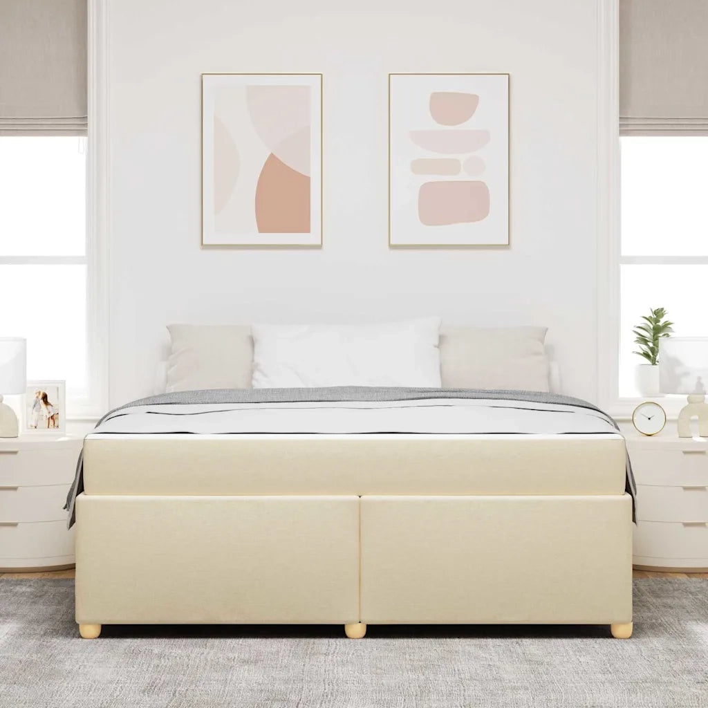 Struttura del letto con materasso Crema 180 x 200 cm Tessuto 3399375