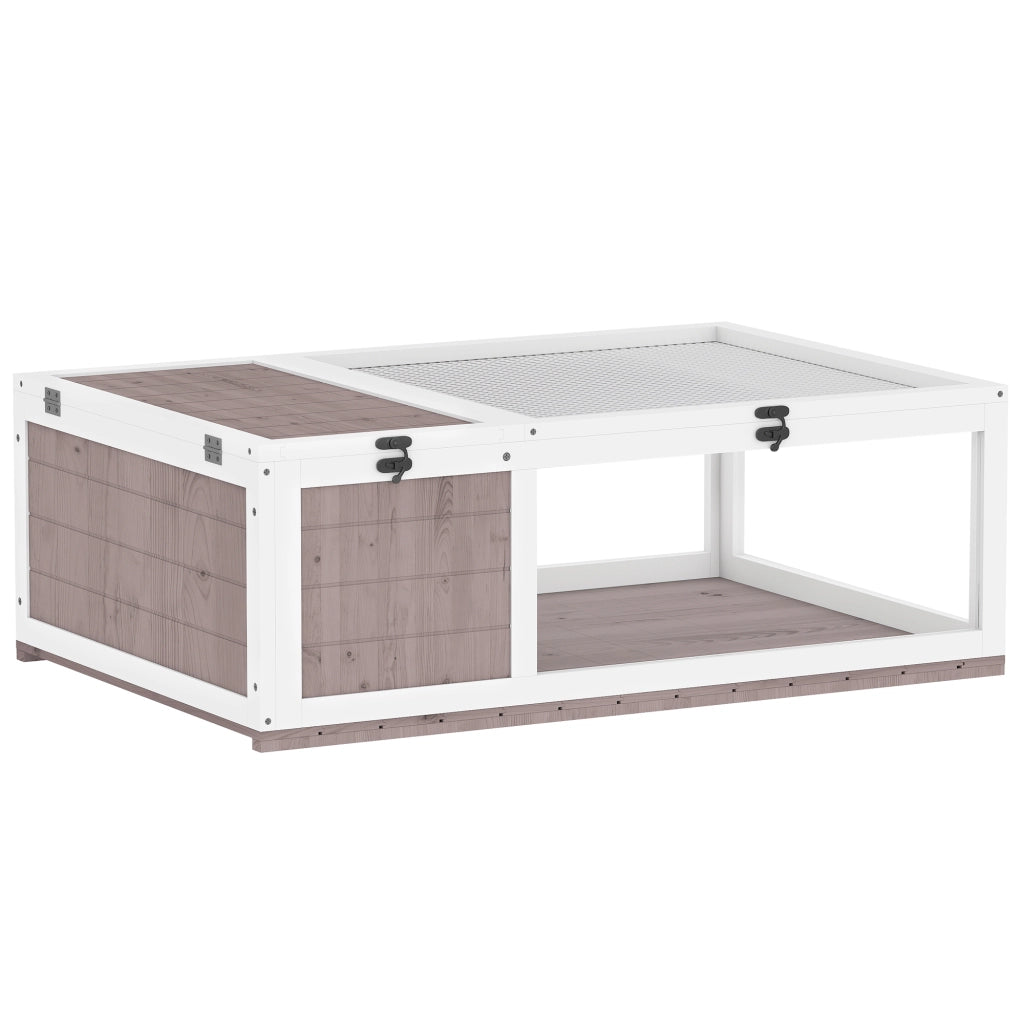 Casa per Tartarughe in Legno ¨C Xylo ¨C Tetto a Rete con Pannelli Laterali Trasparenti 91x60,5x32cm Marrone Chiaro