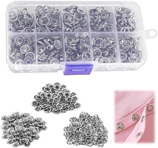Set di Viti per Saldatura da 150 - Viti Metalliche - Per la Saldatura e il Riparare - Per Abbigliamento e Intimo - 9,5 mm - Adatti per Tessuti Sottili