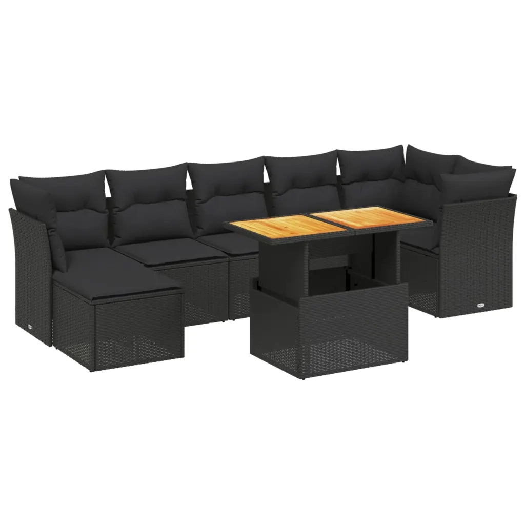 Set Divani da Giardino con Cuscini 8 pz Nero in Polyrattancod mxl 89187