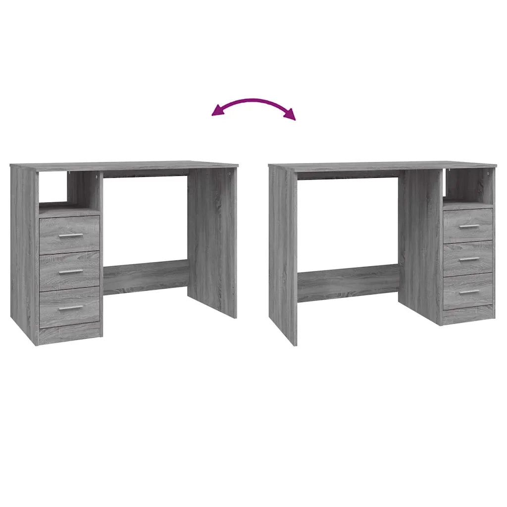 Scrivania | Tavolo da Ufficio Cassetti Grigio Sonoma 102x50x76 cm Legno Multistrato