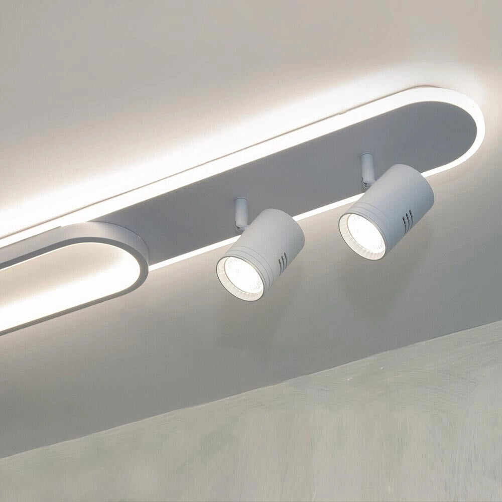 Plafoniera lampada da soffitto a led 50 watt con 2 faretti spot orientabili gu10 luce bianca fredda 6500k