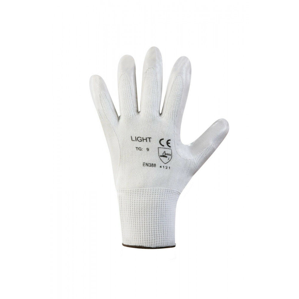 Guanti da lavoro g/light supporto nylon bianco e nitrile grigio, taglie disponibili  10