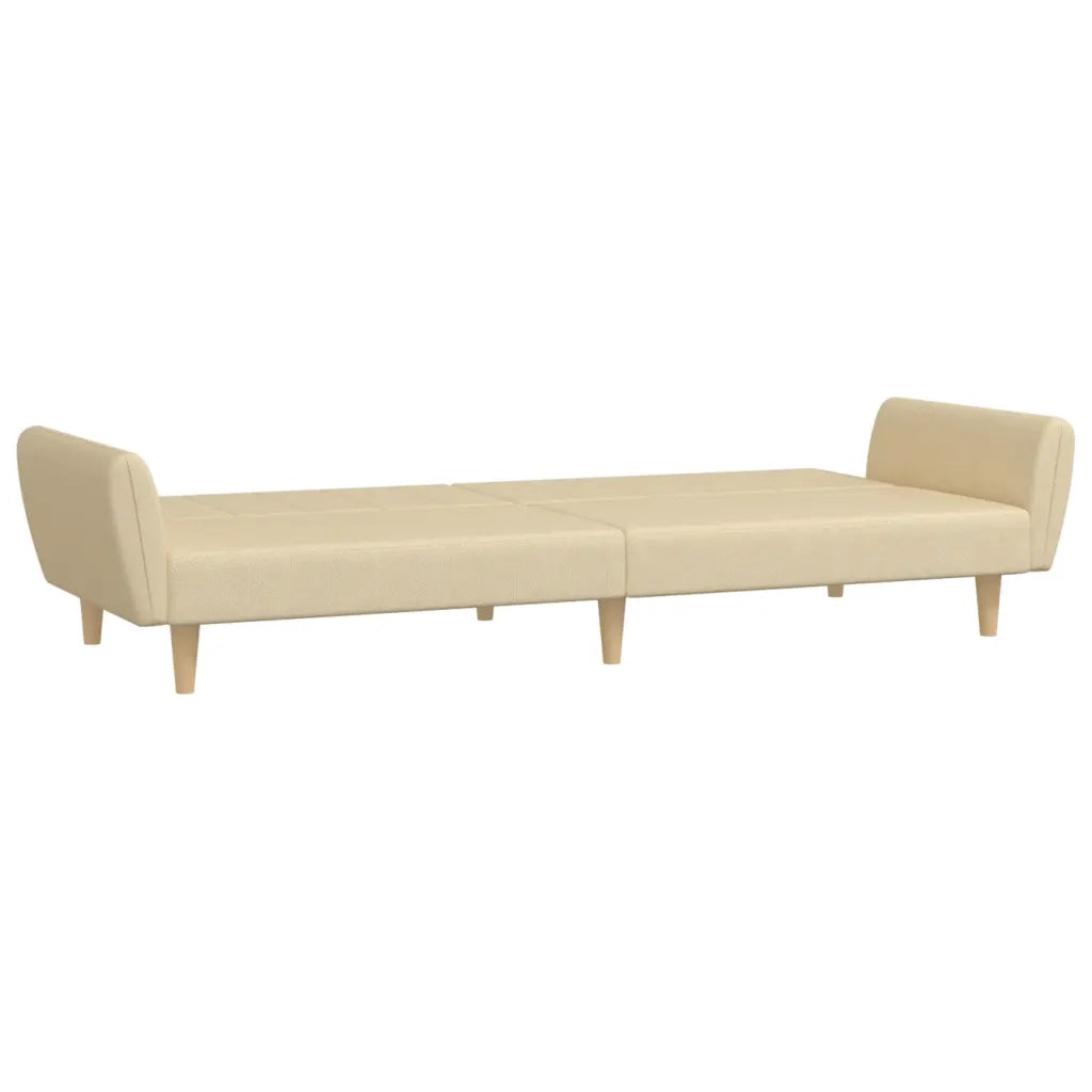 Divano Letto a 2 Posti Crema in Tessuto 375855