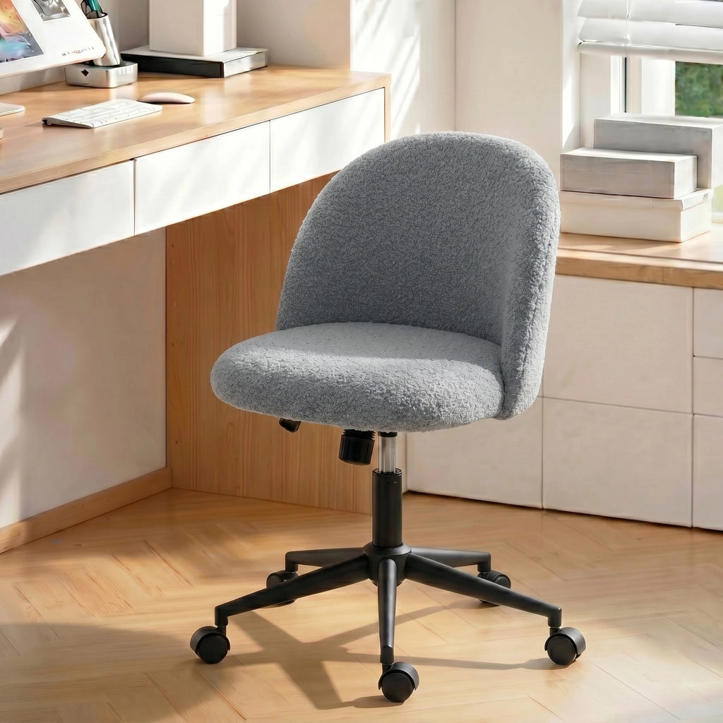 Chaise de Bureau Ergonomique Hauteur Réglable Roulettes Gris