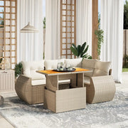 Set Divano da Giardino 5 pz con Cuscini Beige in Polyrattan 3272178