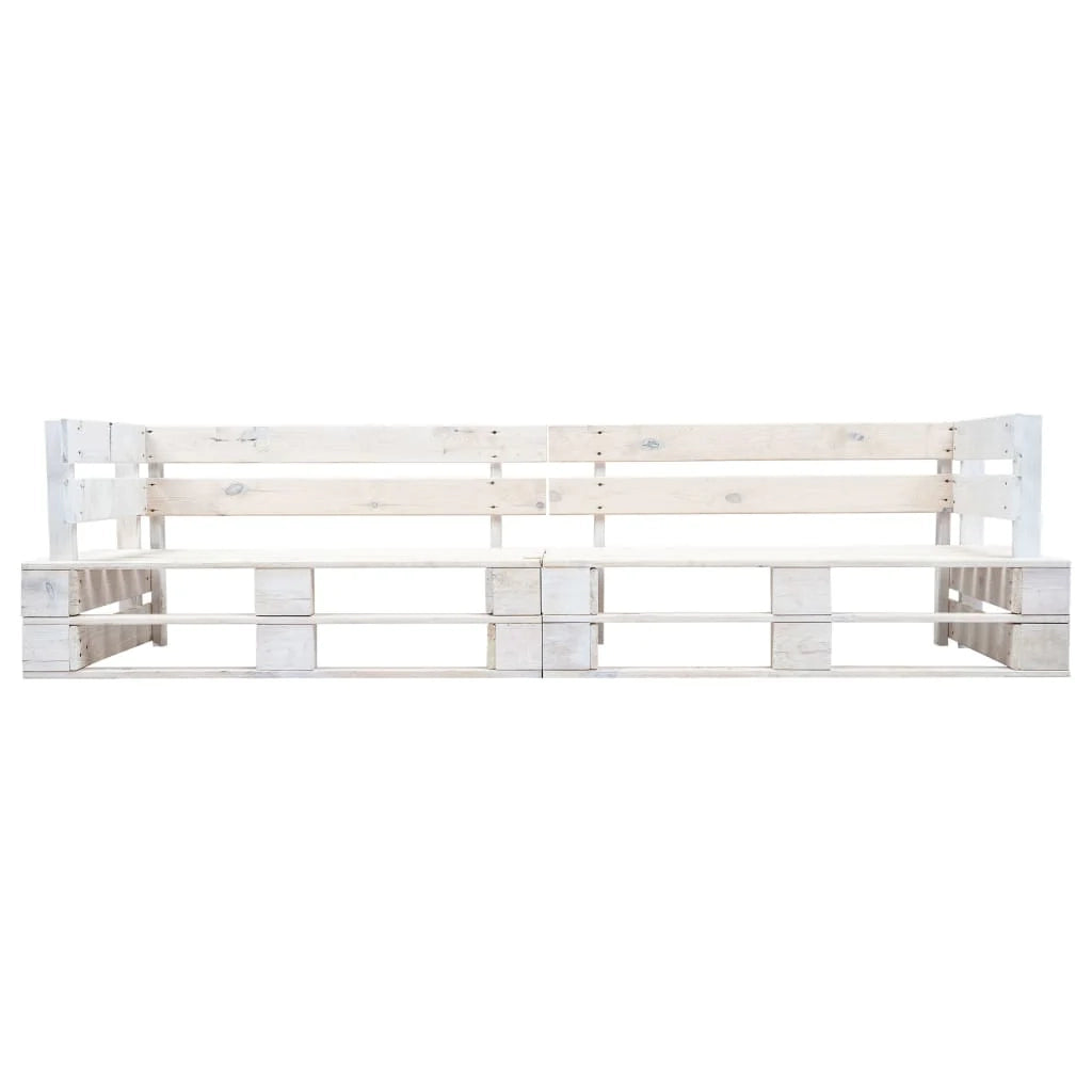 Divano da giardino in pallet a 2 posti 220 x 66 x 55 cm legno bianco 02_0011861