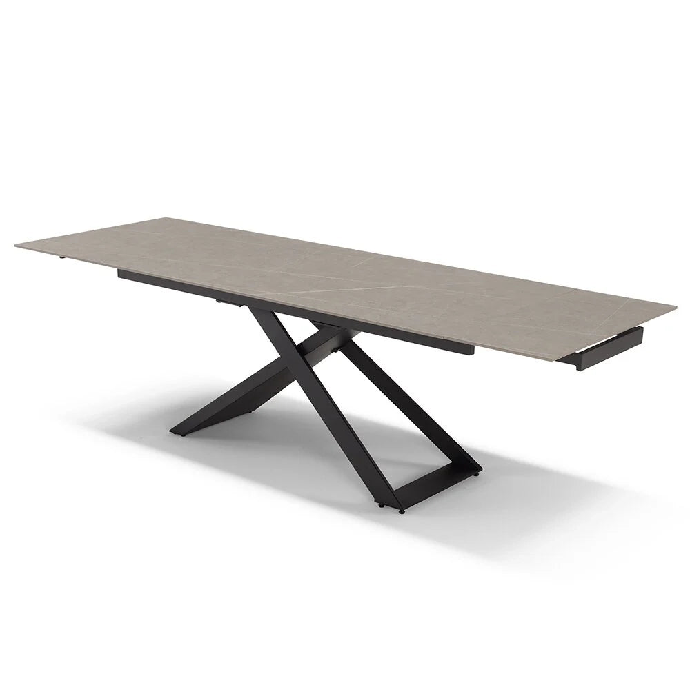 Tavolo allungabile da pranzo Pietra Grigia 180x90 HIDRA fino a 260 CM per sala da pranzo, cucina e soggiorno, design moderno con top in grès ceramico