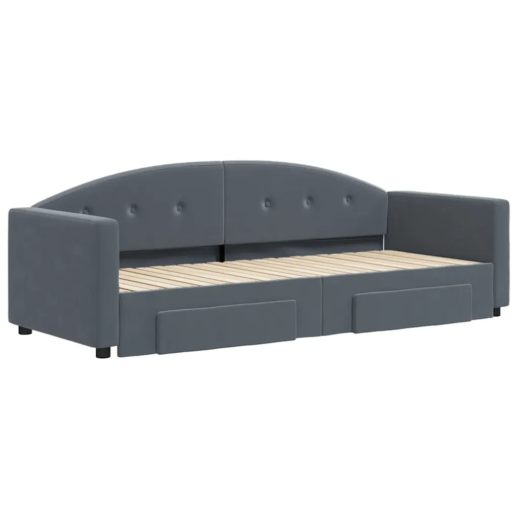 Divano Letto Estraibile Cassetti Grigio Scuro 80x200cm Velluto 3197343