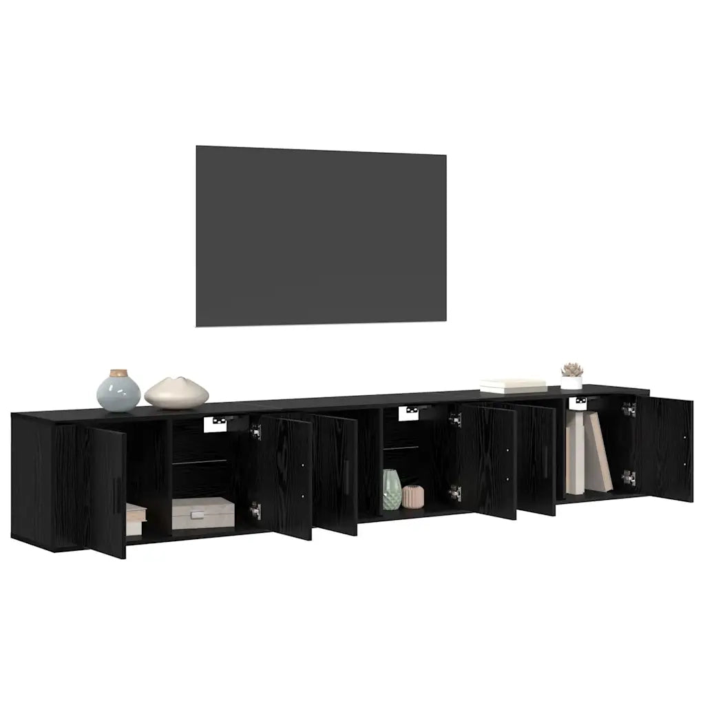 Set Mobile TV da Parete 3 pz | Armadietto TV | Mobile Porta TV Rovere Nero 80 x 34,5 x 40 cm