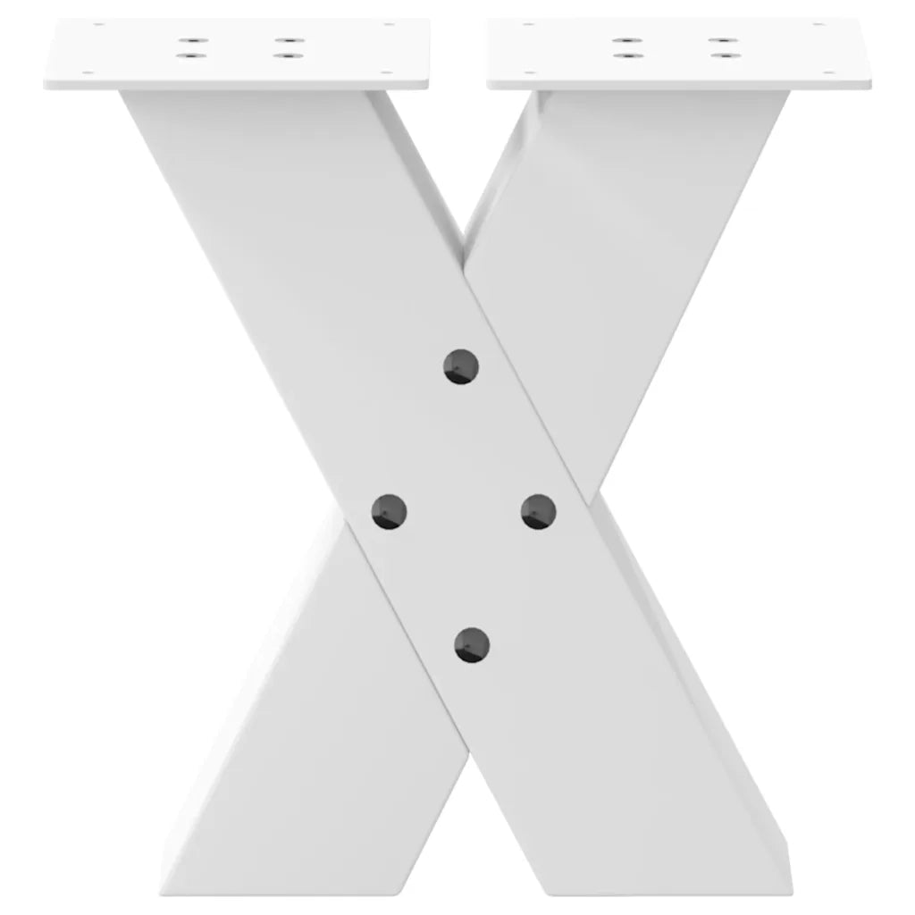 Gambe per Tavolino da CaffÃ¨ a Forma di X 2 pz Bianche 30x(30-31) cm Acciaio