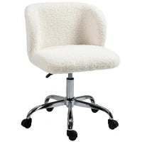 Sedia da Ufficio Senza Braccioli, Regolabile in Altezza, Girevole a 360°, Peso Massimo 120 Kg, in Tessuto Effetto Lana, Bianco