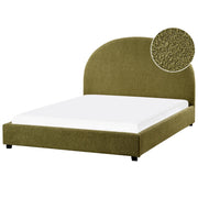 Lettino ad acqua in bouclé retrò dal design minimalista in poliestere verde oliva 140 x 200 cm