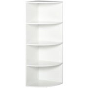Libreria ad Angolo 4 Ripiani a Muro e Parete Legno 39.5x39.5x120cm Bianco