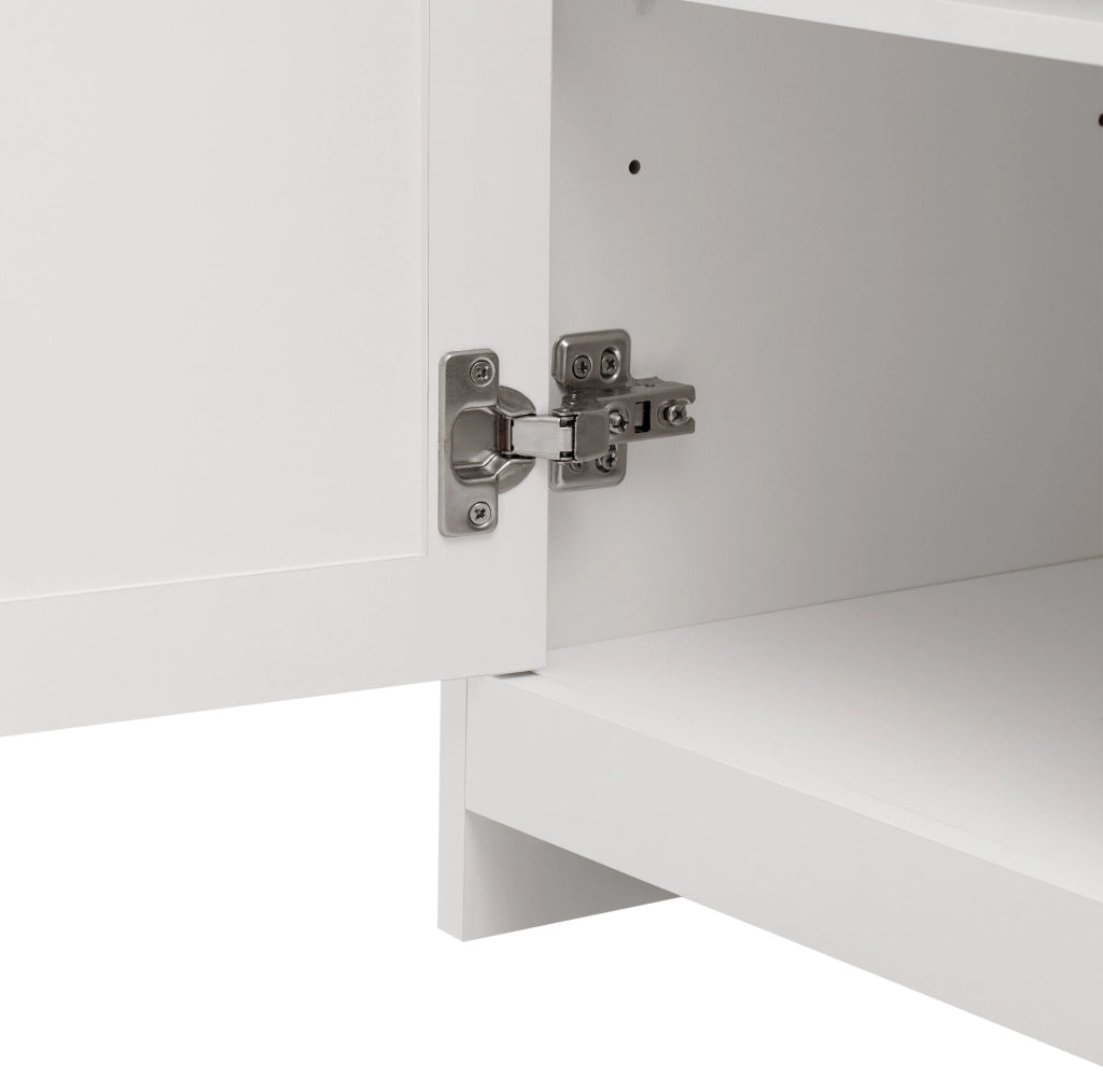 Credenza 160x37x75 cm con 3 cassetti; 4 ante e ripiani regolabili in MDF bianco e naturale