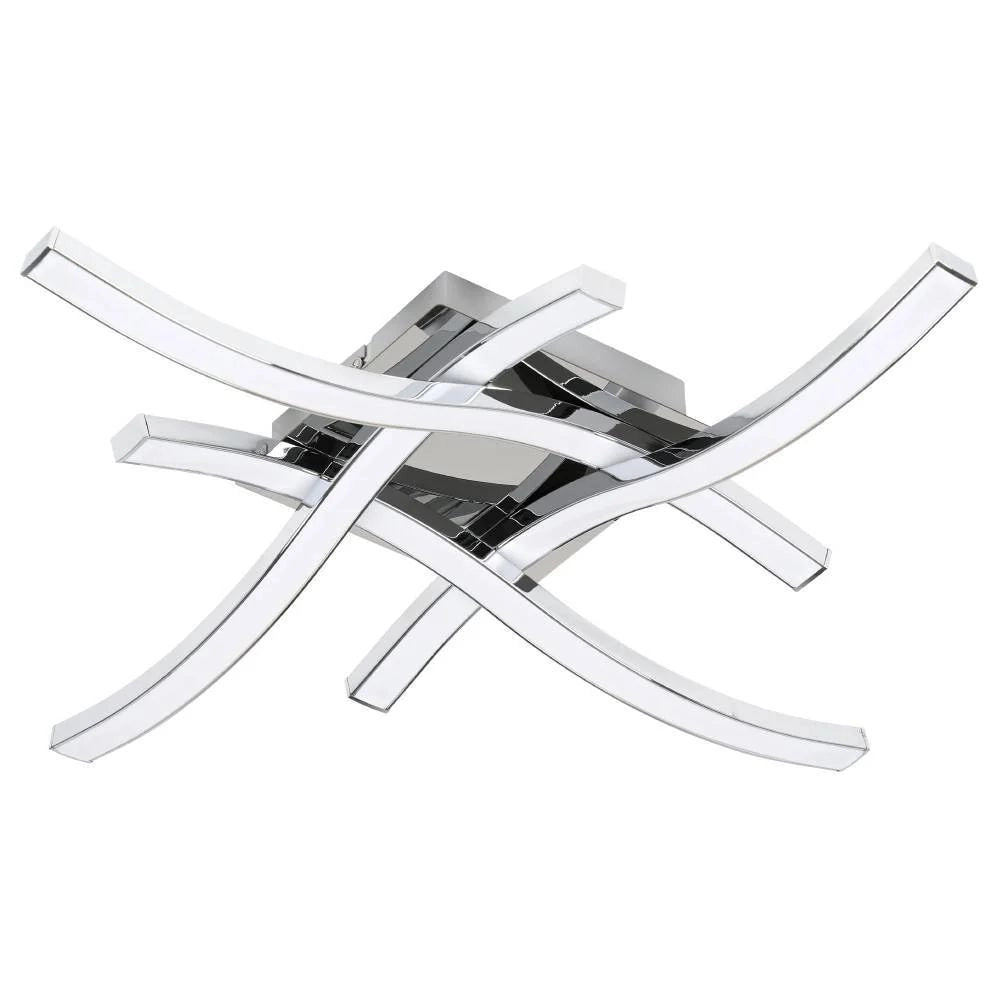 Plafoniera da Soffitto Led Moderna 4 Aste Intrecciate Onda Cabezas  Eglo Colore: Nichel opaco