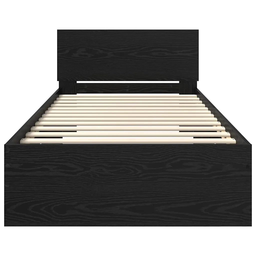Struttura del letto-Giroletto Rovere Nero 90 x 200 cm Legno multistrato 948818