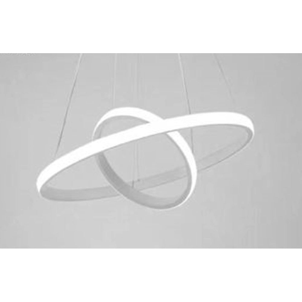 Trade Shop - Lampadario Sospeso Led 60w 2 Cerchi Pendente Rotondo Anelli Bianco Luce 6500k 50286 -
