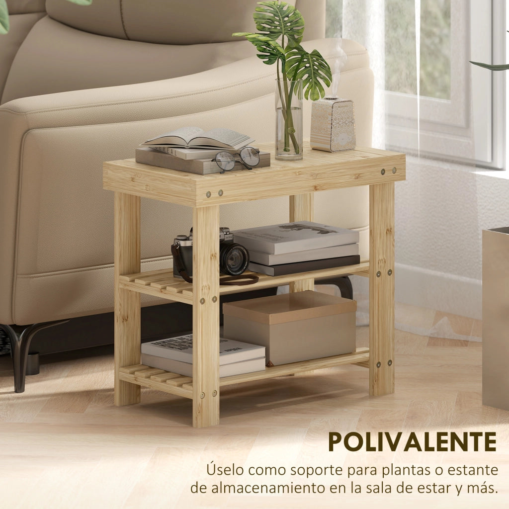 Banco Zapatero Bamb¨´ 3 Livelli per 4 Paia Scarpe ¨C zephmum ¨C 50x28x45 cm Naturale