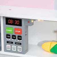 HOMCOM Cucina Giocattolo per Bambini con Altezza Regolabile, Suoni, Luci e Utensili, in MDF e PP, 60x30.5x93.2 cm