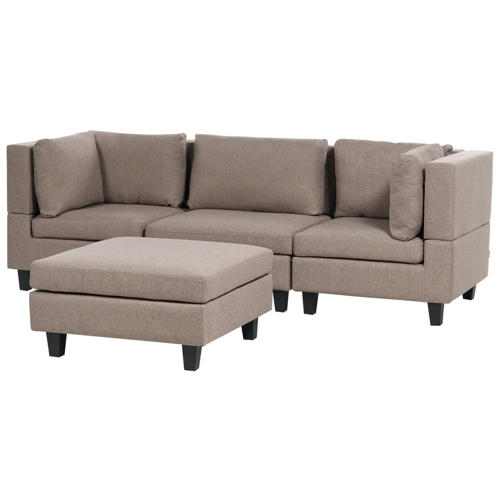 Divano moderno modulare a 3 posti con ottomana imbottito in tessuto poliestere con schienale imbottito Marrone stile moderno