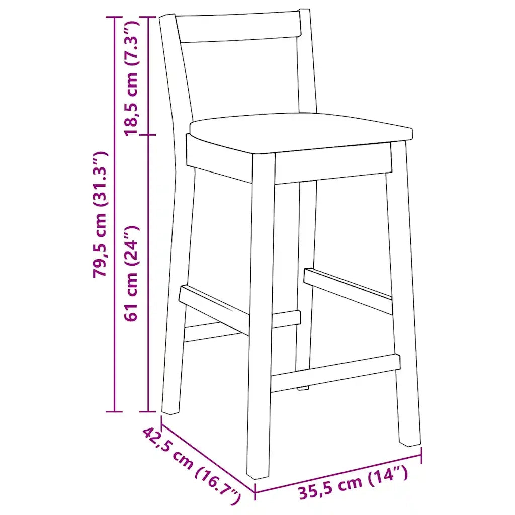 Sgabelli da Bar 2 pz Bianchi in Legno Massello di Hevea 4102590