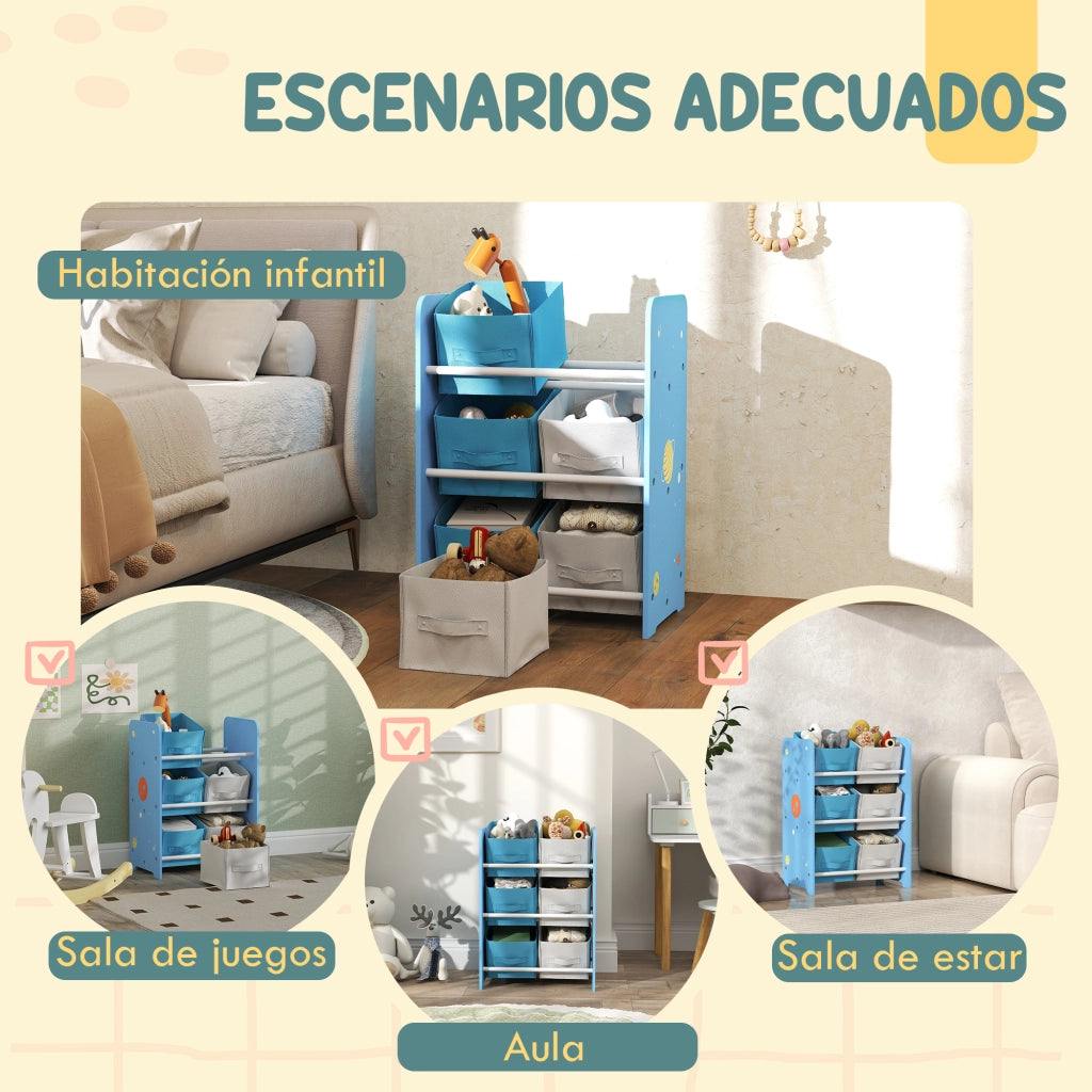 Scaffale per Bambini con Cestini ¨C Zephmum ¨C Azzurro 43x30x60 cm