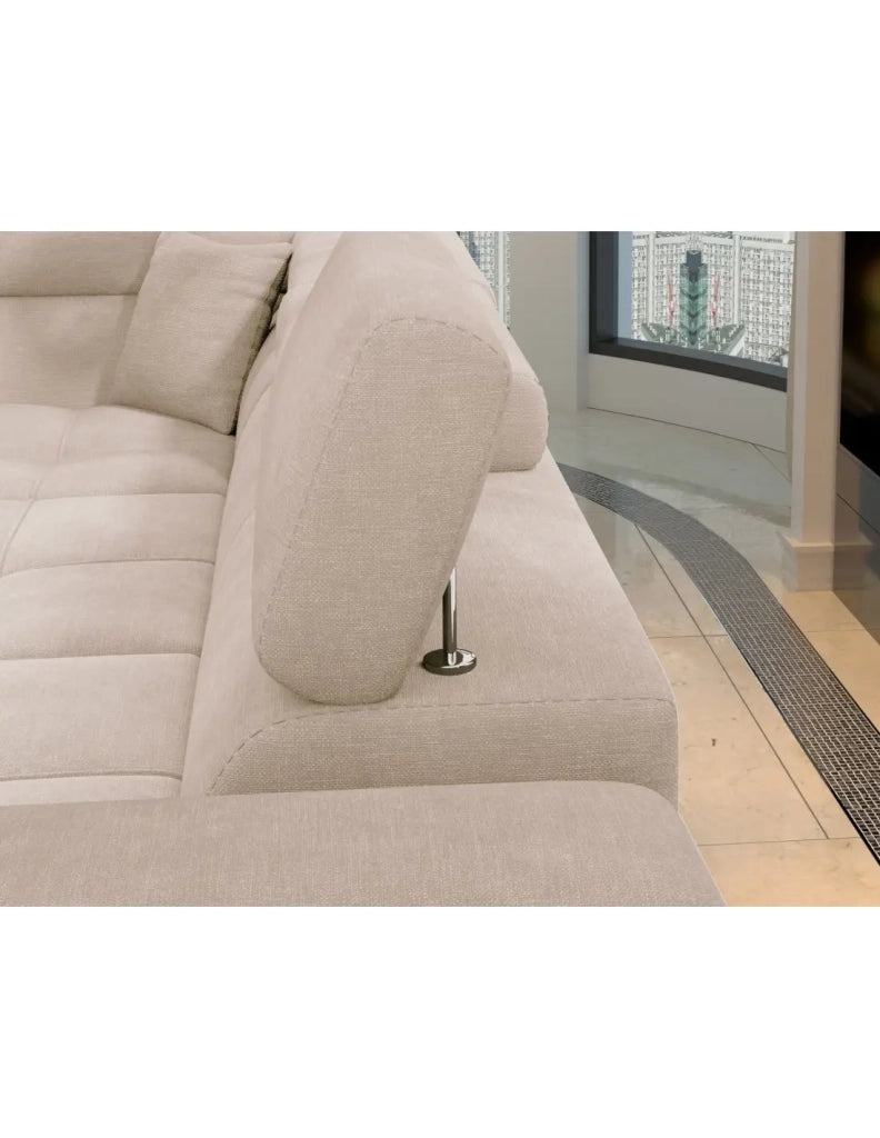 Divano angolare convertibile PALAZZO 4 posti beige – angolo destro con baule