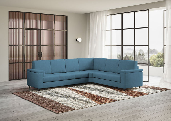 Divano Angolare 6 Posti 286x226x85 cm Marrak in Tessuto Avio