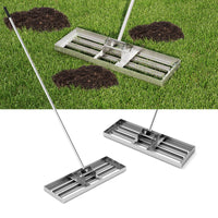 Rastrello livellatore per prato cortile, Livellatore giardino con impugnatura ergonomica e piastra 75 x 25 cm Argento-Attrezzi da giardino