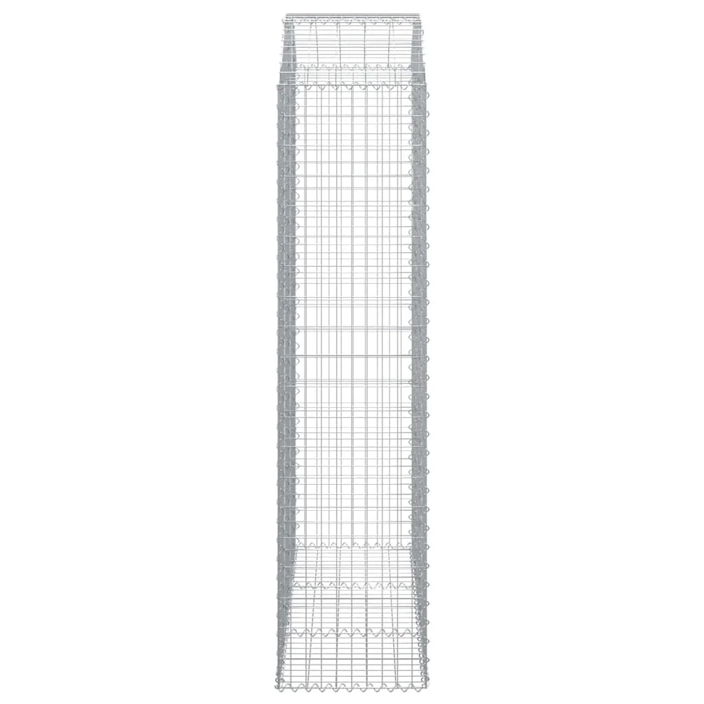 Cesto gabbione recinzione a gabbia muro di contenimento ad arco 150 x 50 x 200/220 cm ferro zincato argento 02_0039985