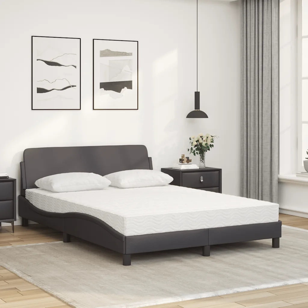 Letto con Materasso-Struttura Letto con Materasso Dover Grigio 140x200 cm in Similpelle