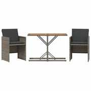 Set da Bistr¨° 3 pz | Set Salotto da Giardino con Cuscini Grigio in Polyrattan