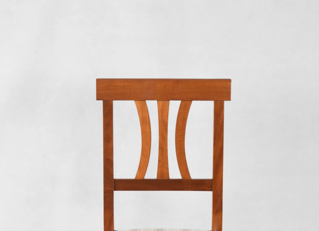 Set 2 Sedie Artemisia Tommychairs, struttura in legno di faggio color noce chiaro e seduta in tessuto lisere rosso
