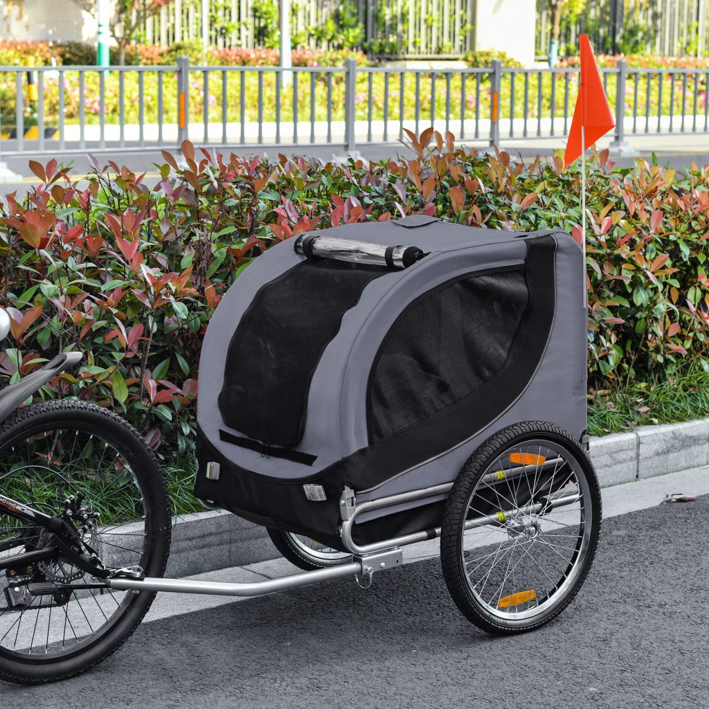 Rimorchio Bici per Cani ¨C zephmum ¨C Grigio e Nero, 130x73x90 cm
