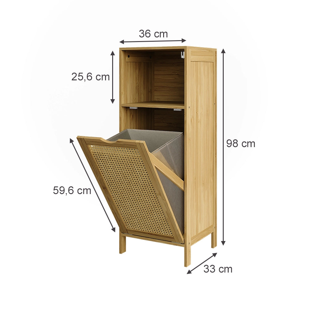 Vicco armadietto da bagno con portabiancheria Bambù 36 x 98 cm