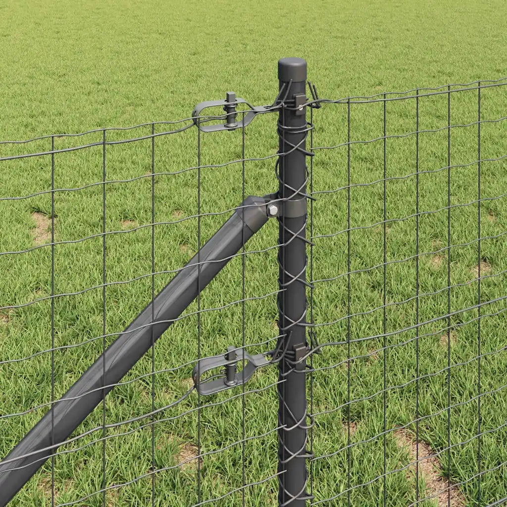 Recinzione con Posto Grigio 0,4 x 50 m Acciaio e PVC