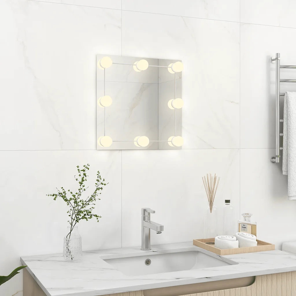 Specchio da Parete Quadrato con Luci LED-Specchio a Muro-Specchio Decorativo in Vetro 512355