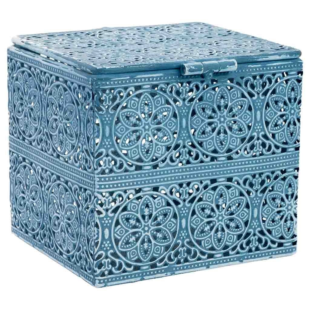 Scatola in metallo blu 12.5x12.5x11.5h cmh cm