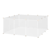 RECINTO PER CONIGLI, CUCCIOLI E PICCOLI ANIMALI MODULABILE IN METALLO E PP, 12 PANNELLI DA 35X45 CM BIANCO