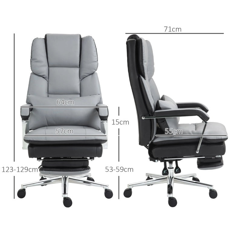 Sedia da ufficio ergonomica grigia con poggiapiedi